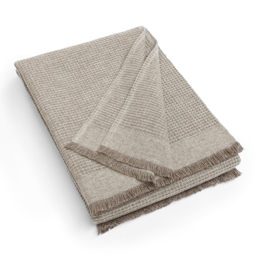 Wolldecke GreyFineGrid - wattgrau 145/200 cm